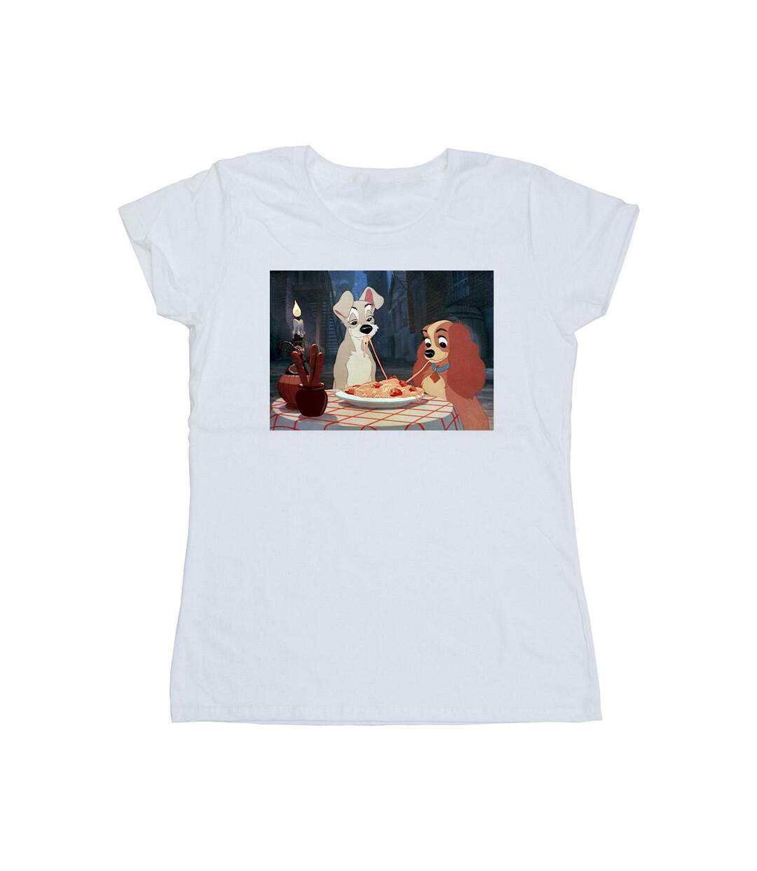 Disney Femmes/Les femmes Lady And The Tramp T-shirt en coton avec photo spaghetti (Blanc) - UTBI26159-1