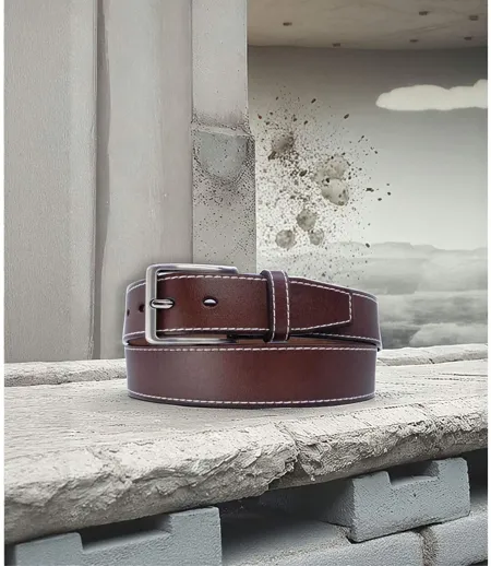 Ceinture homme cuir vachette marron ajustable - boucle chromée, 3,8 cm, tailles de 110 à  130 cm