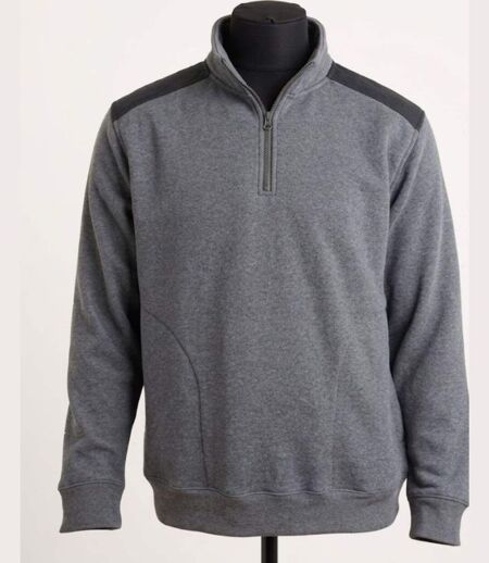 CHALLENGER PIERRO1 — Sweat molleton col camionneur zippé gris : chaleur et résistance optimale