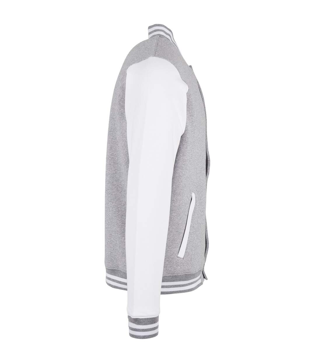 Blouson D'université Basic Homme Gris Chiné Blanc Build Your Brand-3