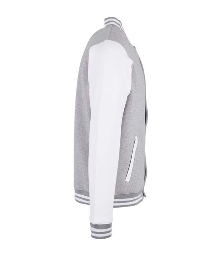 Blouson D'université Basic Homme Gris Chiné Blanc Build Your Brand