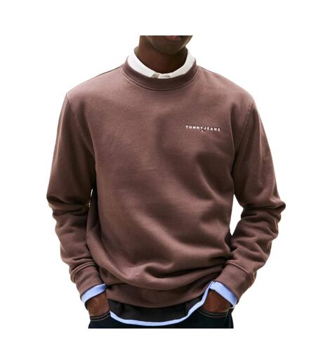 Sweat marron homme tommy hilfiger linear crew