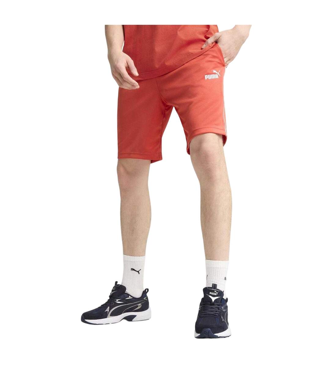 Mens Sport Contrast Piping Shorts Fire Red Puma-4