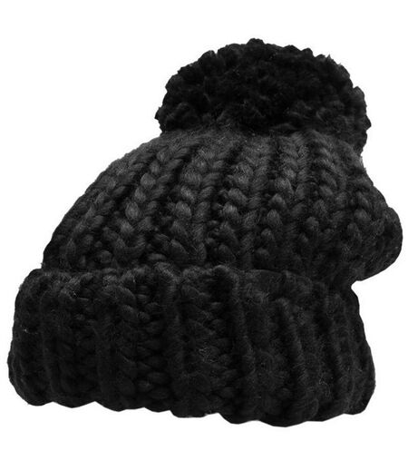 Bonnet Motif/style Pompon Femme Noir 4F