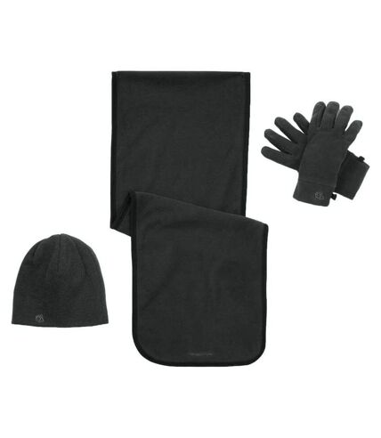 Unisex adult hat and gloves set black pepper Craghoppers