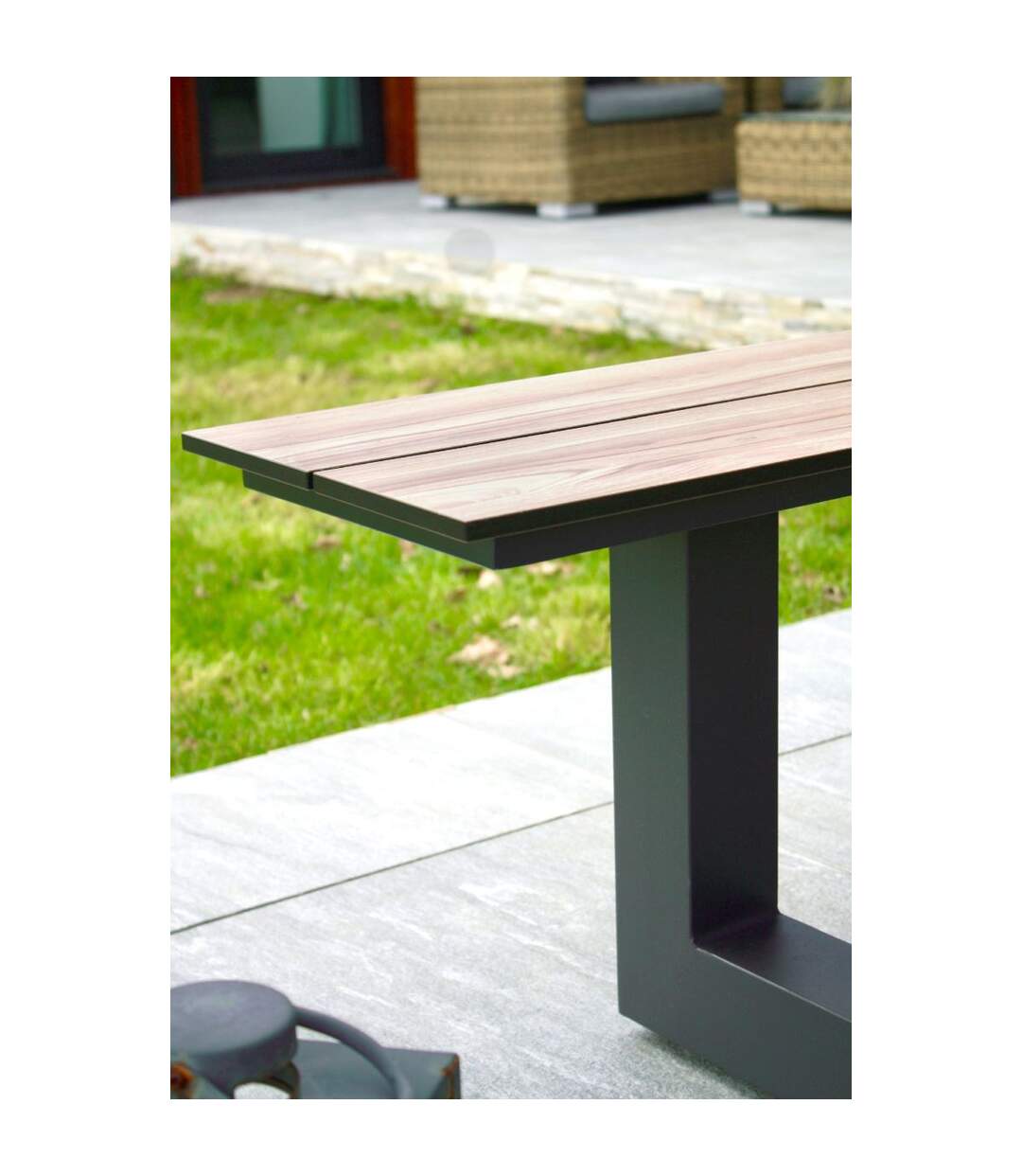 Table de Jardin & 2 Bancs Vancouver 150cm Gris Anthracite-3