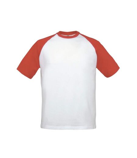 T-shirt Base-ball Adulte Blanc Rouge B&C