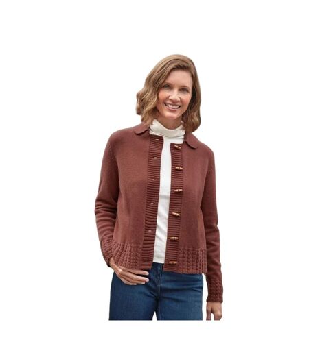 Womens/ladies Wooden Toggle Cardigan Brandy Apple WoolOvers