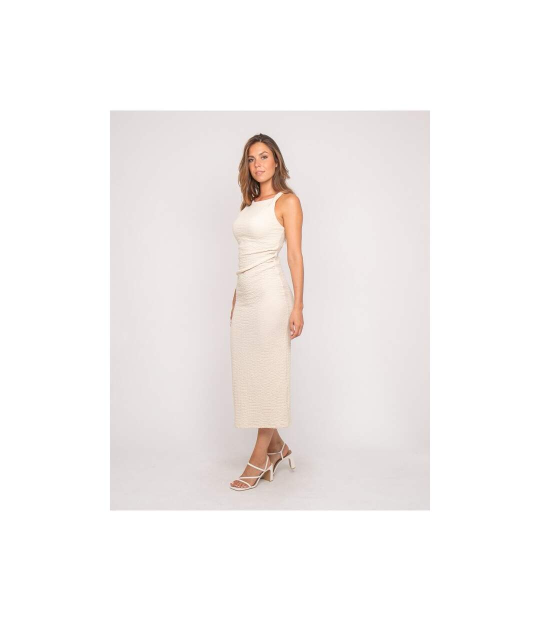 Robe longue sans manches texturée IZAK - Dona X Lisa-4