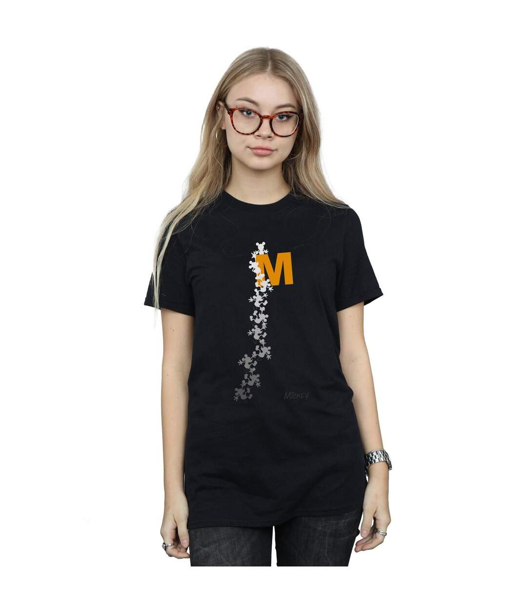 Disney T-shirt boyfriend en coton Femme/Ladies Mickey Mouse Climbing Silhouettes (Noir) - UTBI35849-2