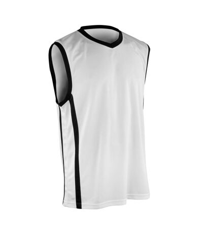Spiro Mens Basketball Quick Dry Sleeveless Top (White/Black)
