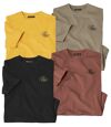 Pack of 4 Men's Outdoor T-Shirts - Yellow Taupe Black Terracotta Atlas For Men