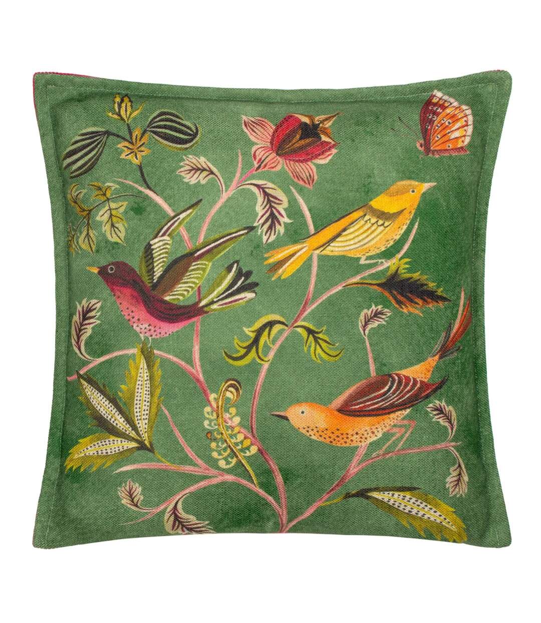 Holland park cushion cover 43cm x 43cm moss green/cherry pink Wylder