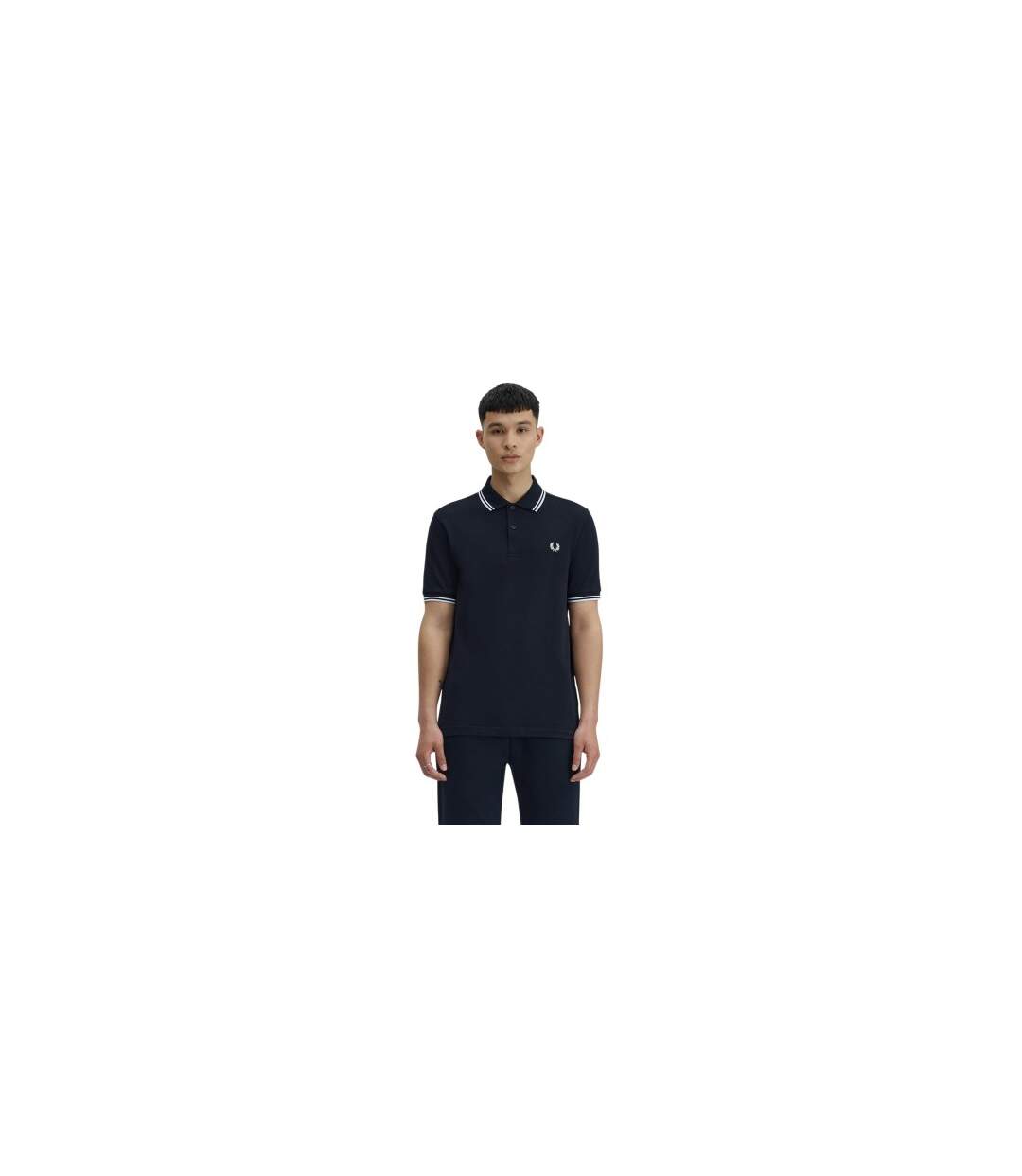 Polo Motif/style Double Pointe Homme Bleu Marine Foncé Fred Perry-1