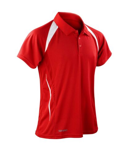 Spiro Mens Sports Team Spirit Performance Polo Shirt (Red/White) - UTRW1470