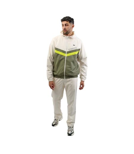 Ensemble De Survêtement Motif/style Blocs De Couleurs Homme Blanc Vert Kaki Lacoste