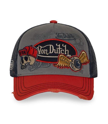 Casquette trucker filet effet usé avec patch et print Patches18 Vondutch