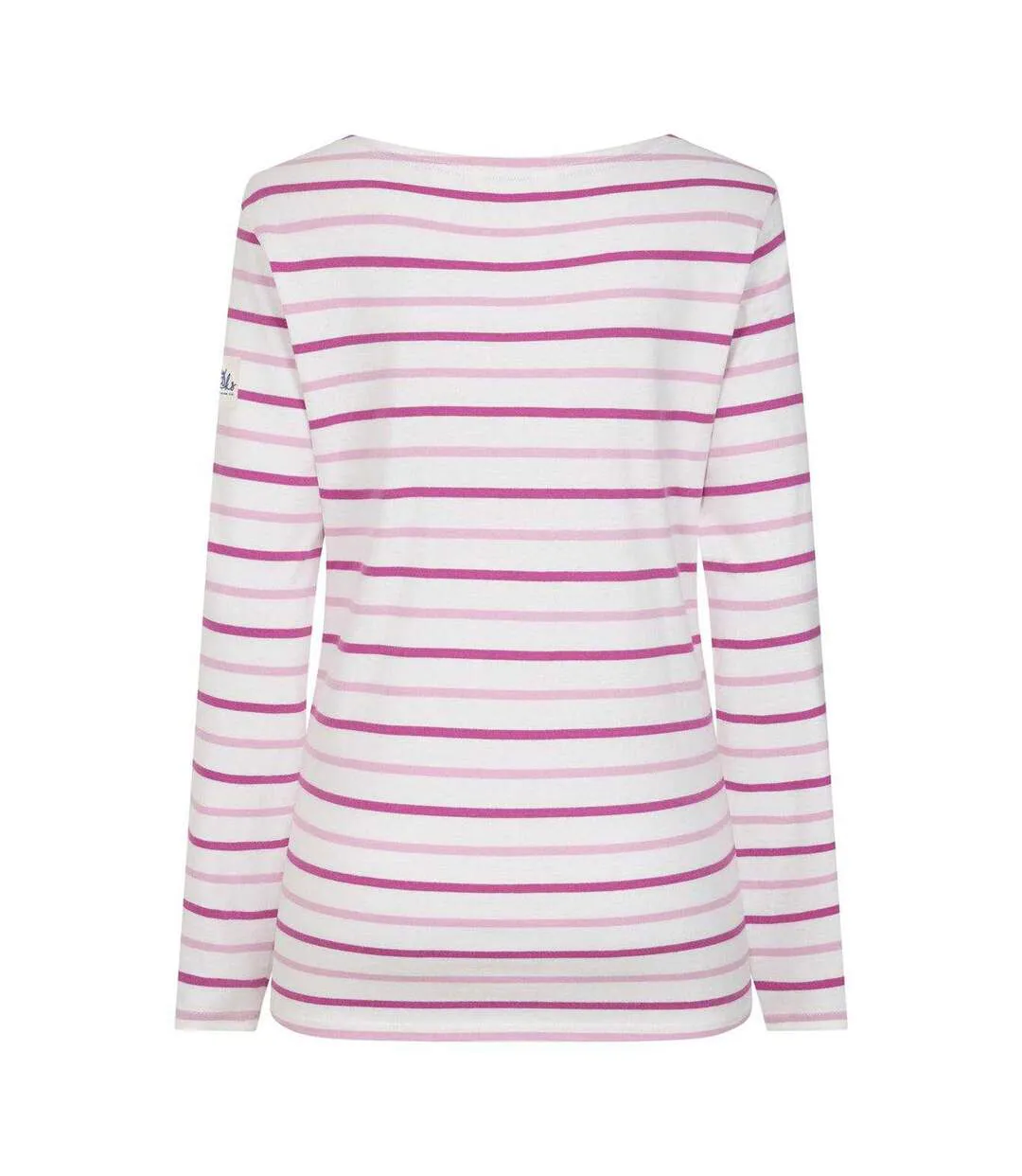 Womens/ladies Breton Colour Stripe Long-sleeved T-shirt Pink Lazy Jacks-2