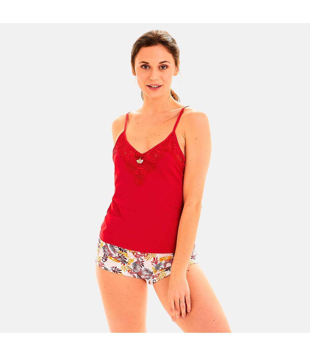 Top + short rouge Pile ou face