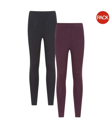 Pack Of 2  Womens/ladies Cotton Blend Midweight Leggings  Berry Mountain Warehouse