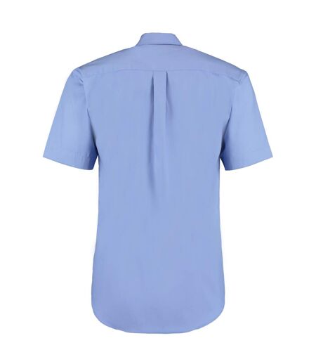 Mens oxford short-sleeved formal shirt mid blue Kustom Kit