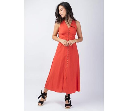 Robe longue sans manches SERAPHINE couleur terracotta Coton Du Monde