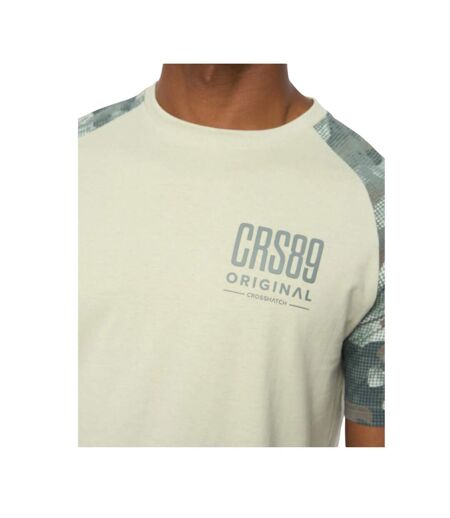 Mens Branton T-shirt Light Olive Crosshatch