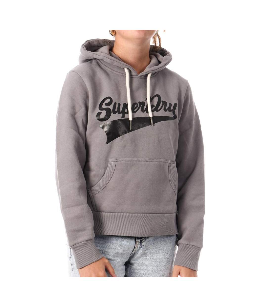 Sweat gris foncé femme superdry super athletics-1