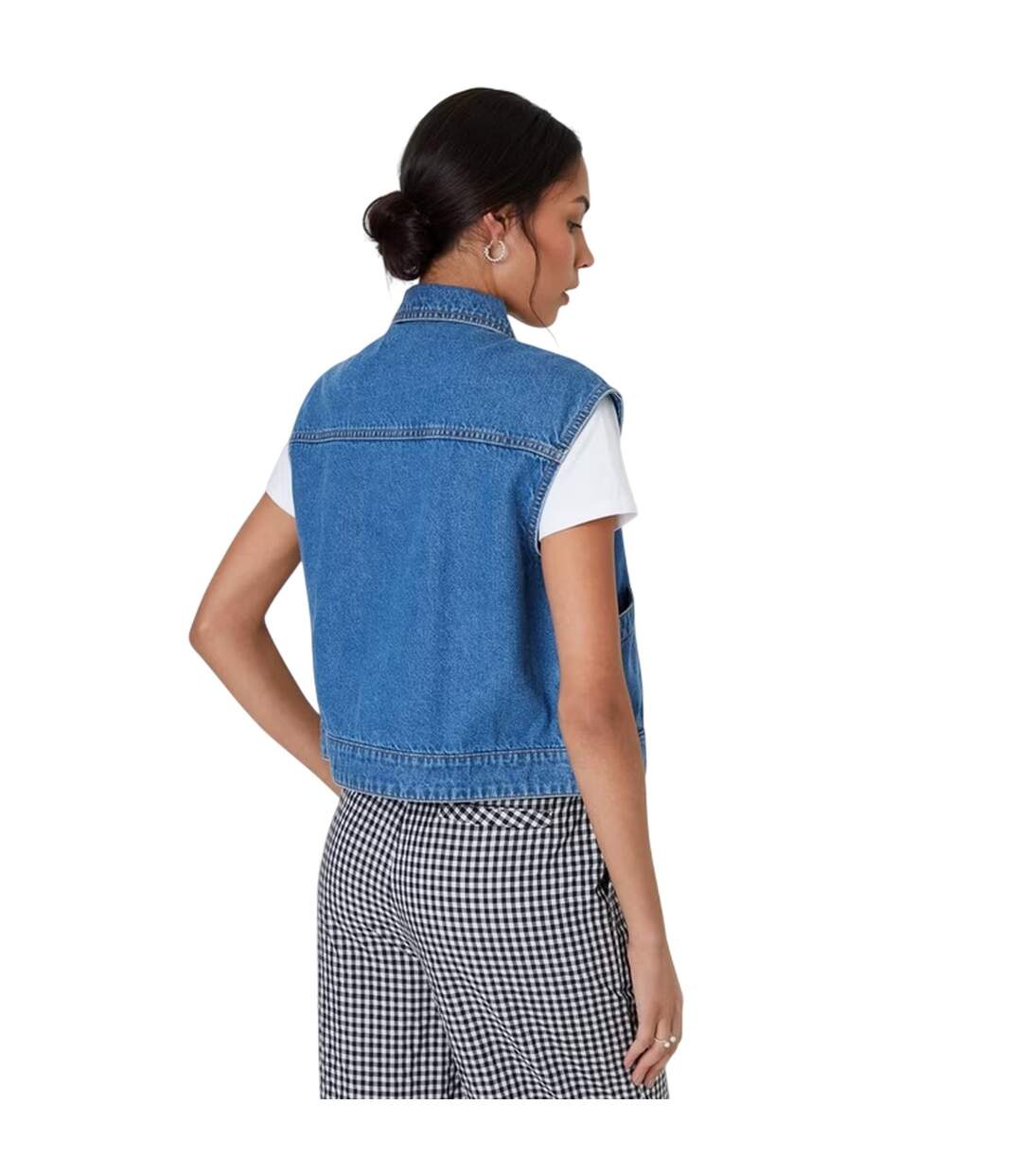 Womens/ladies Lucky Sleeveless Denim Jacket Mid Wash Threadbare-3