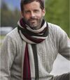 Men's Striped Knit Scarf - Grey Burgundy Atlas For Men