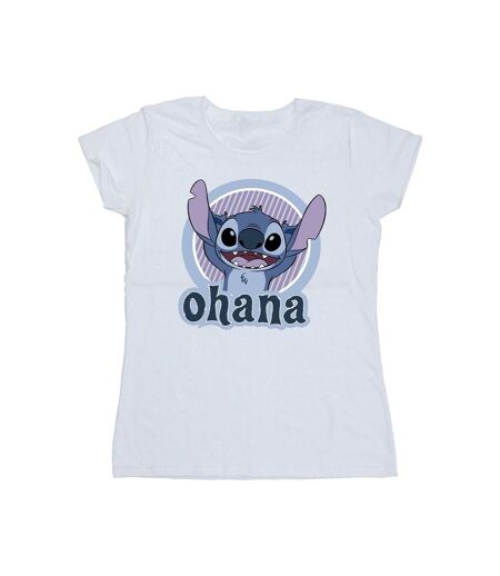 Disney Femmes/Les femmes Lilo And Stitch Ohana Circle Cotton T-Shirt (Blanc) - UTBI25857