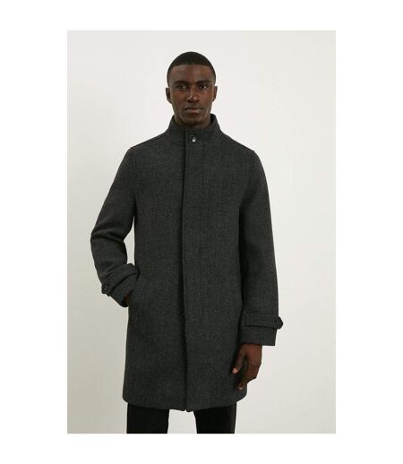 Burton Mens Textured Wool Funnel Neck Coat (Charcoal) - UTBW1223