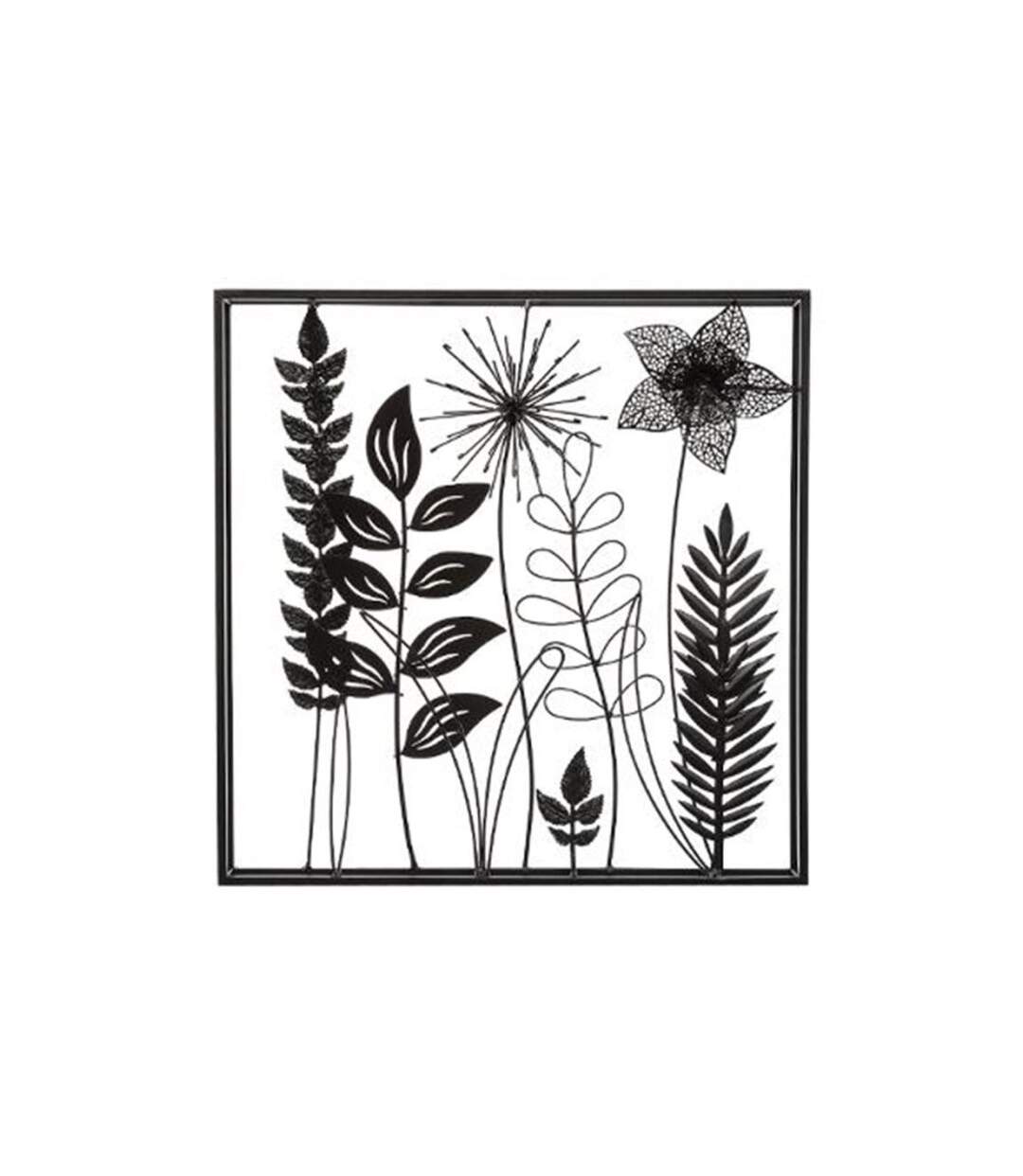Décoration Murale en Métal Feuillu 40cm Noir-1