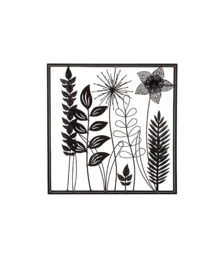Décoration Murale en Métal Feuillu 40cm Noir