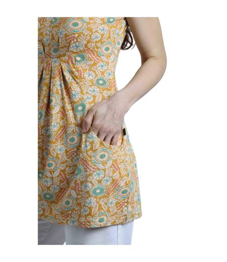 Womens/ladies indus printed jersey tunic deep amber Weird Fish