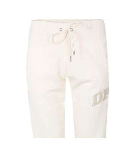 Womens/ladies Logo Ribbed Cuff Joggers Pebble DKNY