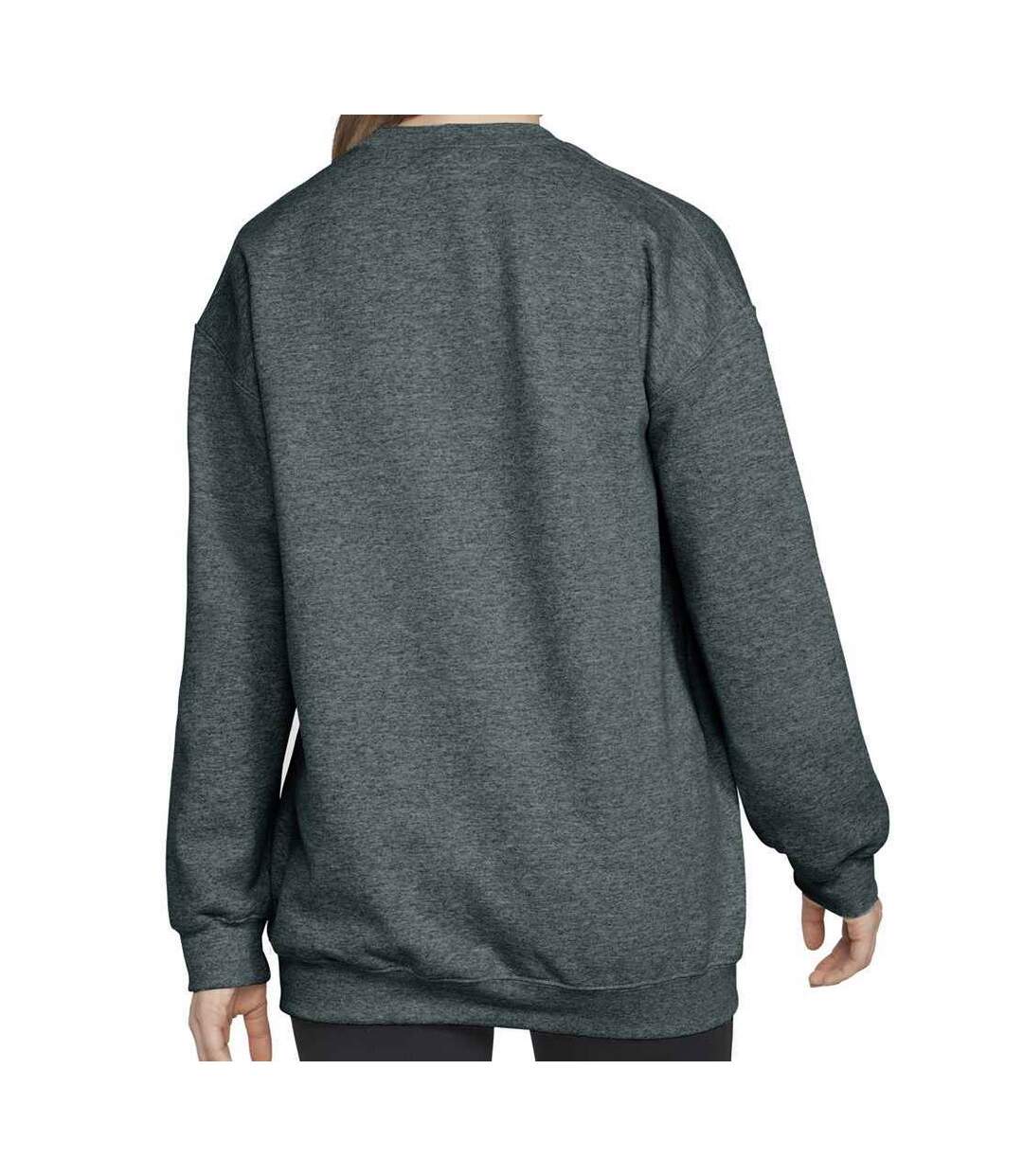 Mens heather crew neck sweatshirt dark heather Gildan