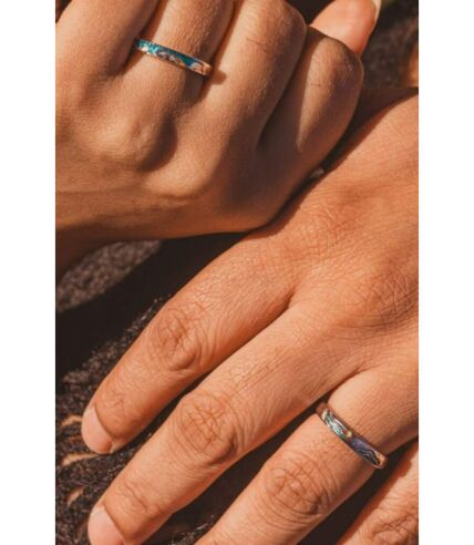 Adjustable Silver Sea Wave Enamel Couple Promise Ring Set