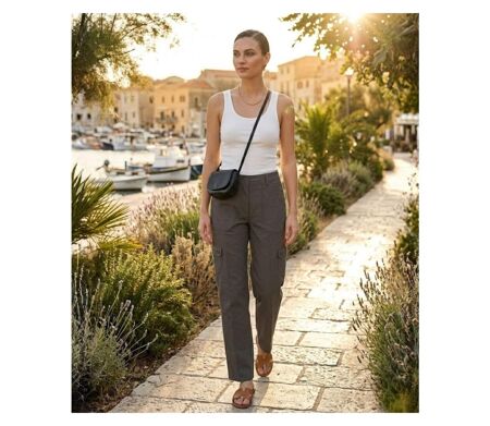 MAYFLOWER BEA1G - Pantalon Cargo Femme Gris : Style Ranger et Confort Coton