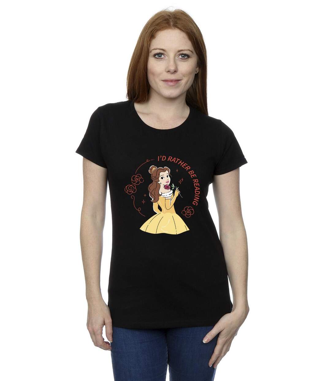 Disney - T-shirt BEAUTY AND THE BEAST I'D RATHER BE READING - Femme (Noir) - UTBI11997-2