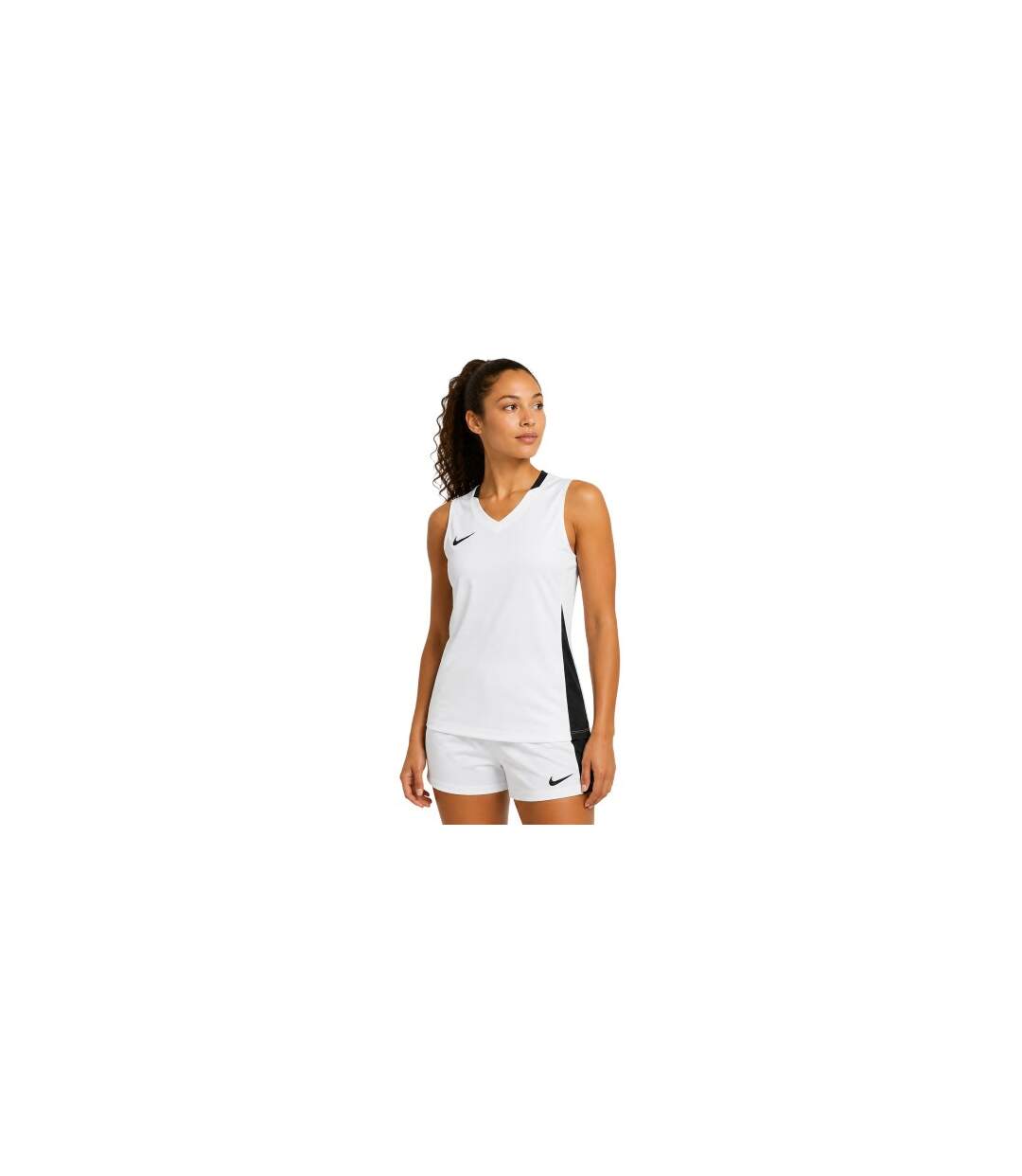 Maillot Sans Manches Motif/style Panneau Contrasté Femme Blanc Noir Nike-1