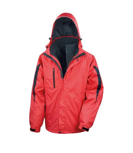 Result Mens 3 In 1 Softshell Waterproof Journey Jacket With Hood (Red / Black)