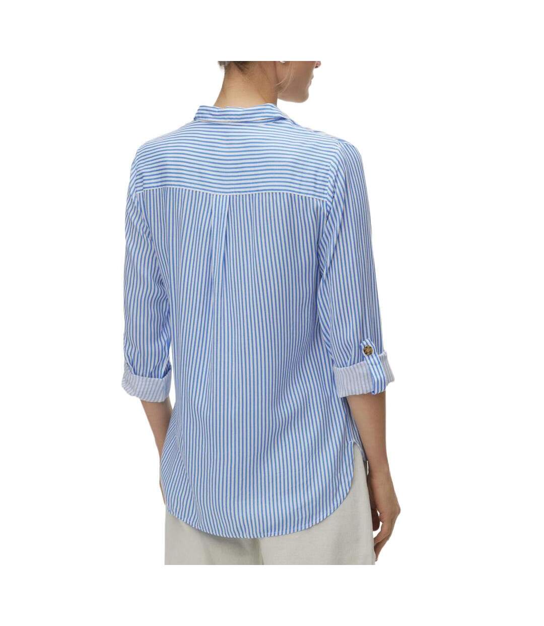 Chemise bleu moyen/blanc femme vero moda bumpy-2