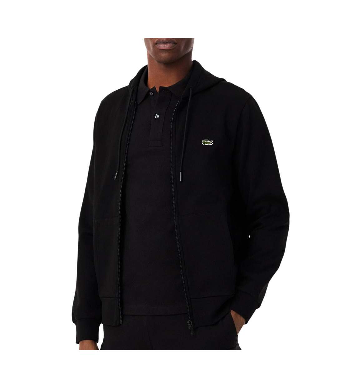 Sweat zippé noir homme lacoste zipped-1