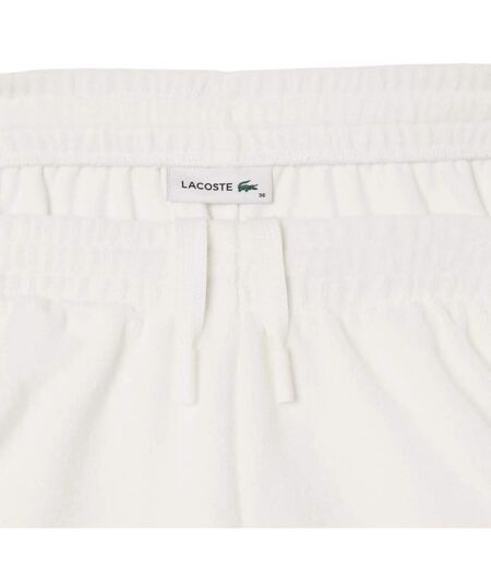 Womens/ladies Terrycloth Contrast Detail Shorts Cream Lacoste