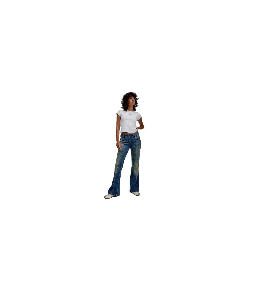 Womens/ladies Text Crew Neck Slim Crop T-shirt White FCUK-1