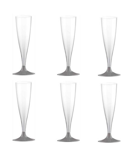 Lot de 6 Flûtes à Champagne Réutilisable Plastique 14cl Gris