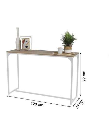 Console Casa Blanca en panneaux de particules et Métal - L.120 cm x H.79 cm - Beige et Blanc