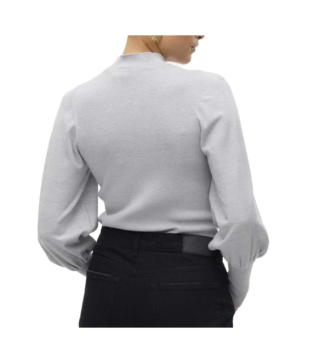 Pull gris femme vero moda hollykarispuff-2