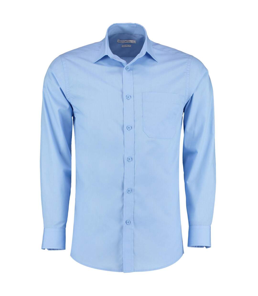 Mens Poplin Tailored Long-sleeve Formal Shirt Bleu Clair Kustom Kit-1